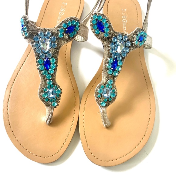 BCBG Shoes - BCBG Ocean Jewel Rhinestone Thong Sandals